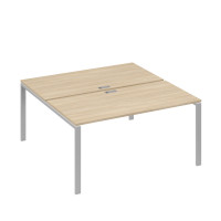 Рабочая станция опоры UNO столы 2х160 дуб скандинавский / металлокаркас серый А4 С1 178 ДК