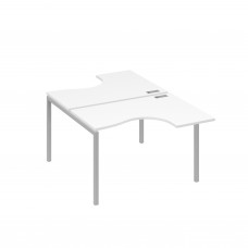 Рабочая станция столы Классика (2х120) каркас DUE белый премиум / металлокаркас серый А4 С2 180 БП