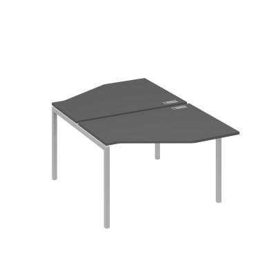 Рабочая станция каркас DUE (2х120) с эргономичными столами Техно антрацит премиум / металлокаркас серый А4 С2 186 АР