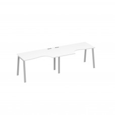 Рабочая станция столы Классика на каркасе TRE (2х140) белый премиум / металлокаркас серый А4 С3 043-2 БП