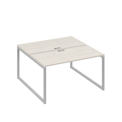 Рабочая станция 2х140 на опорах QUATTRO дуб / металлокаркас серый А4 С4 174 ДШ