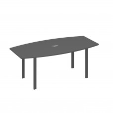 Стол 200x100 для переговоров фигурный на опорах UNO антрацит премиум / металлокаркас антрацит А4 А1 113 АР