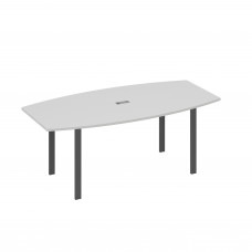 Стол 200x100 для переговоров фигурный на опорах UNO серый / металлокаркас антрацит А4 А1 113 СЕ