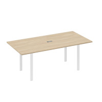 Стол 200 на металлокаркасе UNO в переговорную дуб скандинавский / металлокаркас белый А4 Б1 123 ДК