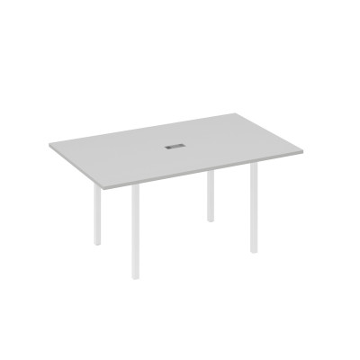 Стол для переговоров 160 прямой на каркасе DUE серый / металлокаркас белый А4 Б2 121 СЕ