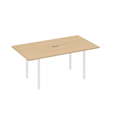 Стол 180 прямой для переговоров каркас DUE натуральный дуб / металлокаркас белый А4 Б2 122 НД
