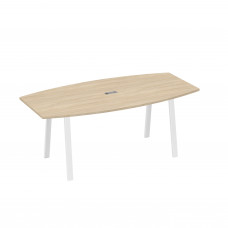 Стол для переговоров 200 на каркасе TRE дуб скандинавский / металлокаркас белый А4 Б3 113 ДК