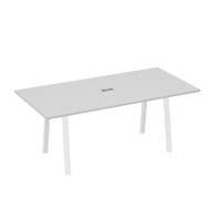Стол 200 переговорный на металлокаркасе TRE серый / металлокаркас белый А4 Б3 123 СЕ