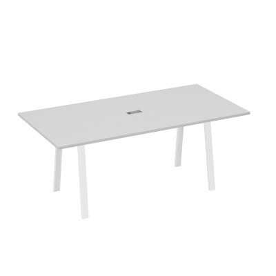 Стол 200 переговорный на металлокаркасе TRE серый / металлокаркас белый А4 Б3 123 СЕ