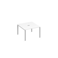 Стол 120 на металлокаркасе UNO в переговорную белый премиум / металлокаркас серый А4 С1 131 БП