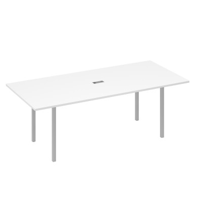 Стол переговорный 220 на металлокаркасе DUE белый премиум / металлокаркас серый А4 С2 124 БП