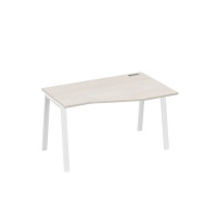 Стол "Техно" на металлокаркасе TRE эргономичный правый дуб / металлокаркас белый А4 Б3 064 ДШ