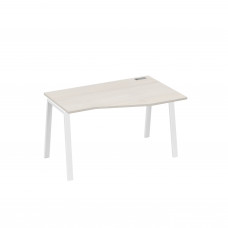 Стол "Техно" на металлокаркасе TRE эргономичный правый дуб / металлокаркас белый А4 Б3 064 ДШ