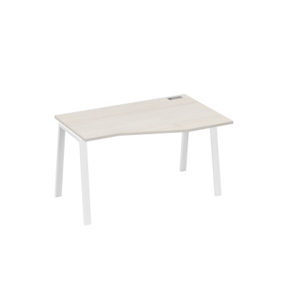 Стол "Техно" на металлокаркасе TRE эргономичный правый дуб / металлокаркас белый А4 Б3 064 ДШ