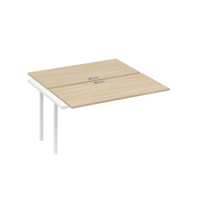 Секция стола станции на каркасе QUATTRO 2х140 дуб скандинавский / металлокаркас белый А4 Б4 174-1 ДК