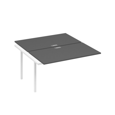 Секция стола рабочей станции на металлокаркасе DUE (2х140) антрацит премиум / металлокаркас белый А4 Б2 177-1 АР