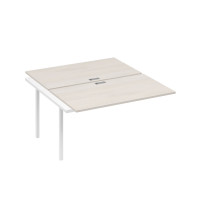 Секция стола рабочей станции на металлокаркасе DUE (2х140) дуб / металлокаркас белый А4 Б2 177-1 ДШ