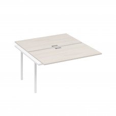 Секция стола рабочей станции на металлокаркасе DUE (2х140) дуб / металлокаркас белый А4 Б2 177-1 ДШ