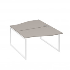 Рабочая станция столы (2х140) Техно каркас QUATTRO мокко премиум / металлокаркас белый А4 Б4 190 МП