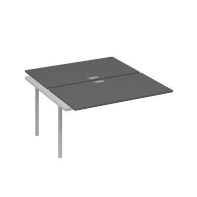 Секция стола рабочей станции 2х140 на каркасе QUATTRO антрацит премиум / металлокаркас серый А4 С4 177-1 АР
