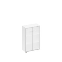 Шкаф средний со стеклом в алюминиевой рамке белый премиум А1 9367 БП