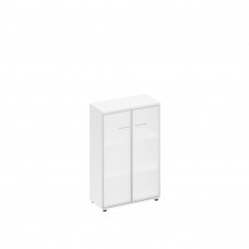 Шкаф средний со стеклом в алюминиевой рамке белый премиум А1 9367 БП