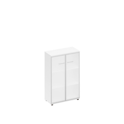 Шкаф средний со стеклом в алюминиевой рамке белый премиум А1 9367 БП