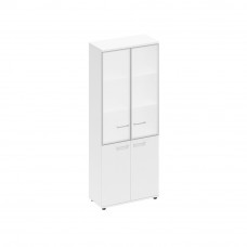 Шкаф для документов со стеклянными дверьми в алюминиевой рамке белый премиум А1 9380 БП