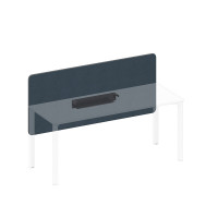 Экран настольный фронтальный тканевый с мягким наполнителем с кабель-каналом синий (Bahama Denim) / черный гладкий А1 ЧР 859.01 BA40