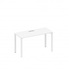 Стол письменный на металлокаркасе, столешница с заглушкой белый премиум / белый гладкий А1 БГ 004 БП