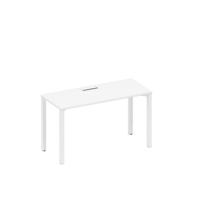 Стол письменный на металлокаркасе, столешница с заглушкой белый премиум / белый гладкий А1 БГ 004 БП