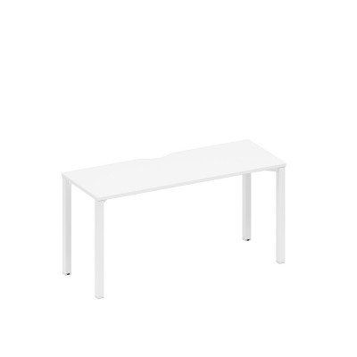 Стол письменный на металлокаркасе, столешница с вырезом белый премиум / белый гладкий А1 БГ 005.2 БП