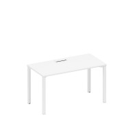 Стол письменный на металлокаркасе, столешница с заглушкой белый премиум / белый гладкий А1 БГ 014 БП