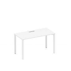 Стол письменный на металлокаркасе, столешница с заглушкой белый премиум / белый гладкий А1 БГ 014 БП