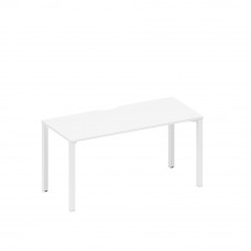 Стол письменный на металлокаркасе, столешница с вырезом белый премиум / белый гладкий А1 БГ 015.2 БП