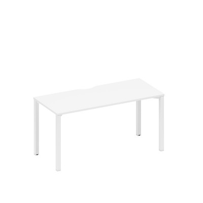 Стол письменный на металлокаркасе, столешница с вырезом белый премиум / белый гладкий А1 БГ 015.2 БП