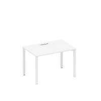 Стол письменный на металлокаркасе, столешница с заглушкой белый премиум / белый гладкий А1 БГ 023 БП