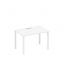 Стол письменный на металлокаркасе, столешница с заглушкой белый премиум / белый гладкий А1 БГ 023 БП