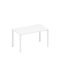 Стол письменный на металлокаркасе, столешница с вырезом белый премиум / белый гладкий А1 БГ 024.2 БП