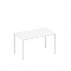 Стол письменный на металлокаркасе, столешница с вырезом белый премиум / белый гладкий А1 БГ 024.2 БП