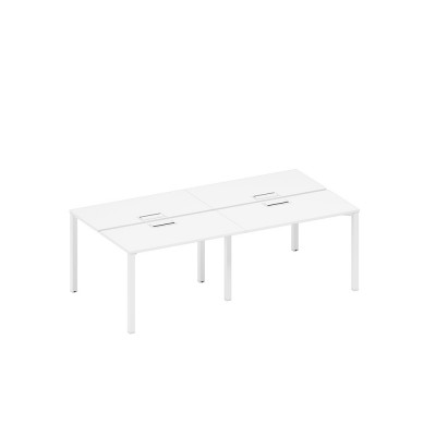 Рабочая станция на металлокаркасе, столешницы с заглушкой (4*120) белый премиум / белый гладкий А1 БГ 170-2 БП