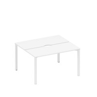 Рабочая станция на металлокаркасе, столешницы с вырезом (2*140) белый премиум / белый гладкий А1 БГ 171.2 БП