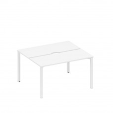 Рабочая станция на металлокаркасе, столешницы с вырезом (2*140) белый премиум / белый гладкий А1 БГ 171.2 БП