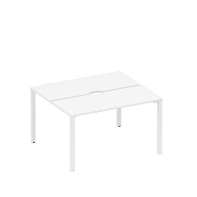 Рабочая станция на металлокаркасе, столешницы с вырезом (2*140) белый премиум / белый гладкий А1 БГ 171.2 БП