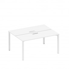 Рабочая станция на металлокаркасе, столешницы с заглушкой (2*160) белый премиум / белый гладкий А1 БГ 172 БП