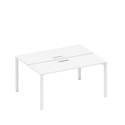 Рабочая станция на металлокаркасе, столешницы с заглушкой (2*160) белый премиум / белый гладкий А1 БГ 172 БП