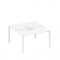 Рабочая станция на металлокаркасе, столешницы с заглушкой (2*140) белый премиум / белый гладкий А1 БГ 174 БП