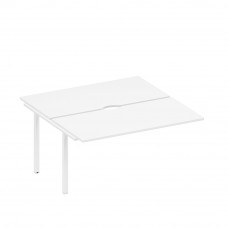 Секция стола рабочей станции на металлокаркасе, столешницы с вырезом белый премиум / белый гладкий А1 БГ 178.2-1 БП