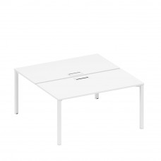 Рабочая станция на металлокаркасе, столешницы с заглушкой (2*160) белый премиум / белый гладкий А1 БГ 178 БП