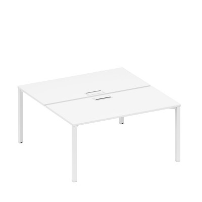 Рабочая станция на металлокаркасе, столешницы с заглушкой (2*160) белый премиум / белый гладкий А1 БГ 178 БП